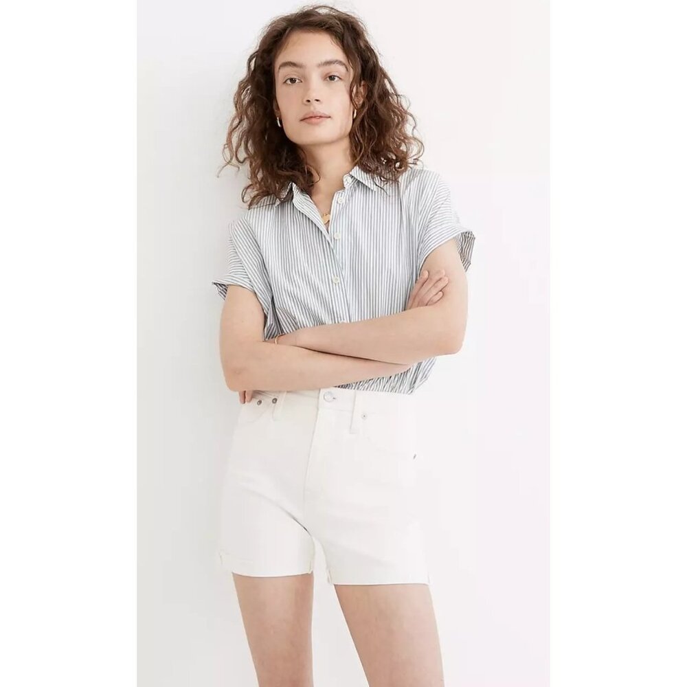 Madewell Womens High Rise Denim Shorts Size 27 White Cutoffs Rolled Hem